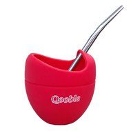 Qooble Silicone Mate Gourd with Bombilla Drinking Straw for Yerba Mate Tea Herbal Infusions (Charcoal Gray) N6
