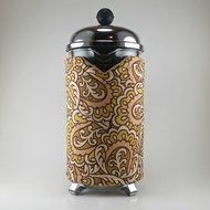 Gold and Peach Paisley, French Press Cozy, Cafetiere Cosy, 8 cup N5