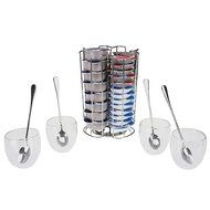 First4Spares Premium Chrome 52 Pod Coffee Pod Holder Stand & Glass Service Set for Tassimo T-Disc Coffee Machines N4