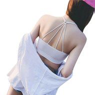 PHOTNO Womens Padded Bra Crop Tops Vest Cross Strap Bustier Beach Tank Tops N10