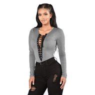 Bandage Blouse,Laimeng Women Cotton Blend Autumn Winter Strap Casual Shirt T-shirt Top Blouse (M, Gray) N15