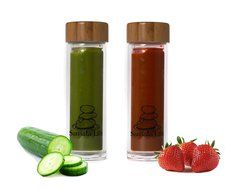 Premium Double-Walled Glass Tumbler by Samata Life, Tea Infuser, Fruit Infuser Water Bottle with Neoprene Sleeve... N8