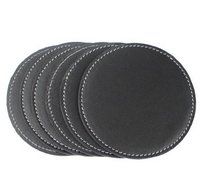 XICHEN® Leather Coasters - Upscale With Coaster Holder Sleek -6 Piece Set With Holder (Chocolate Brown) N18
