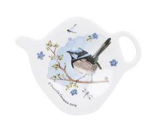 Ashdene Plume & Perch Blue Wren Tea Bag Holder 3 Inches High by 3 3/4 Inches Long Melamine