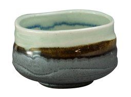 [Matcha Bowl] Mino-yaki Blue ground 'Kaniri' Matcha Chawan [Japan Import] N4