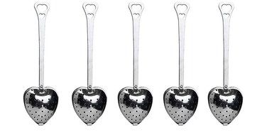 Tea Filter Long Grip Stainless Steel Mesh Heart Shaped Tea Strainer Spoon, Set of 10 Tea Infuser Spoon N9