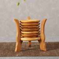 CCWY Authentic wholesale coasters in vertical bamboo saucer Cup holders set of six men Kung Fu tea of tea ceremony... N4