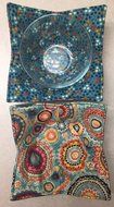 Teal Blue mosaic stars,handmade,Hot Cold Bowl Cozy,Microwave Bowl Cozie,Fabric Trivet,Hot pad,Pot Holder,Cotton... N3