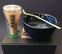 Japanese Matcha Bowl Cup Namako Floral Whisk Tea Ceremony Gift Set N4