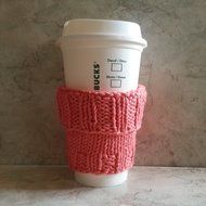 2 in 1 Cotton Knit Coffee Cup Cozy Tangerine N3