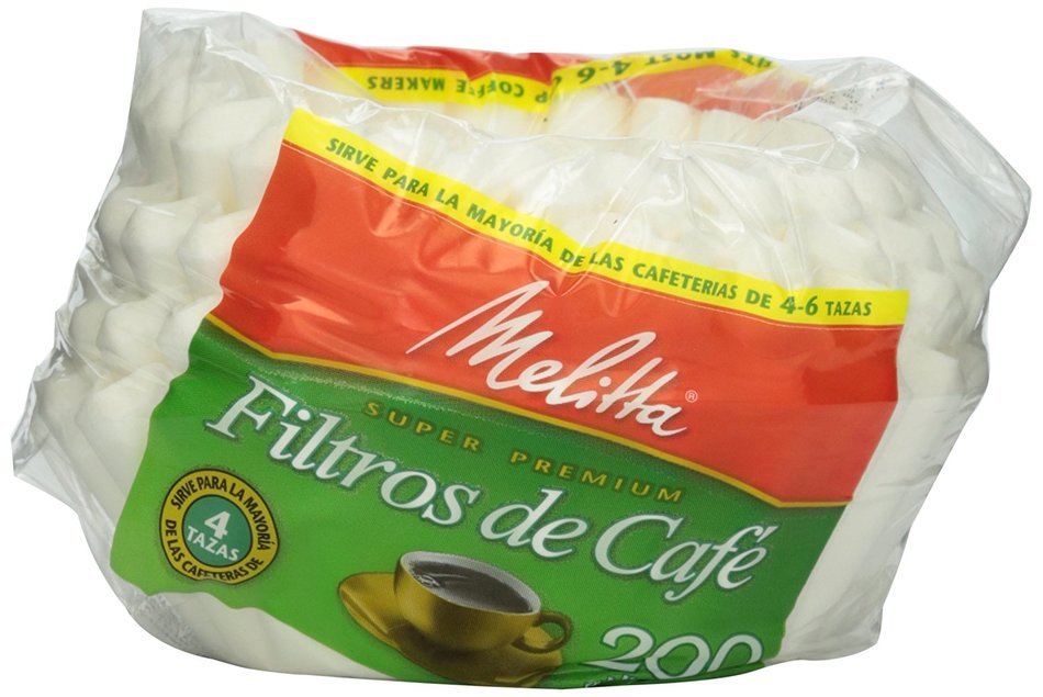 Melitta White Jr. Basket Filter, 4-6 Cup, 200 ct N3