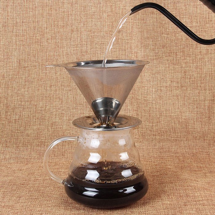 Xcellent Global Pour Over Coffee Dripper Stainless Steel Double Layer Mesh Filter Stand Paperless HG135 N7