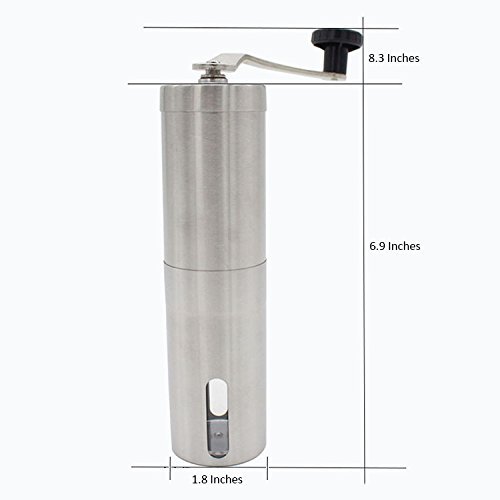 Stainless Steel Manual Coffee Grinder Portable Removable Ceramic Movement Environmental Friendly Lightweight Wearable... N5