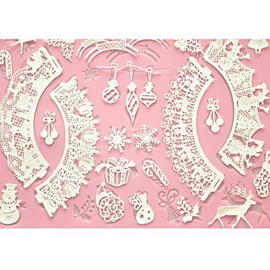 Sher FOUR-C Cake Baking Mat Lace Mat Silicone Cake Mold for Decoration,Silicone Mat Fondant Cake Tools Color Pink