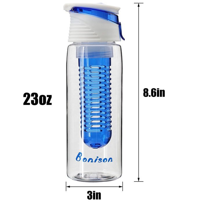 limited Time Promotion Bonison Stylish Tritan Fruit Infuser Water Bottle, Leak Proof, Trendy Durable with Handle... N20