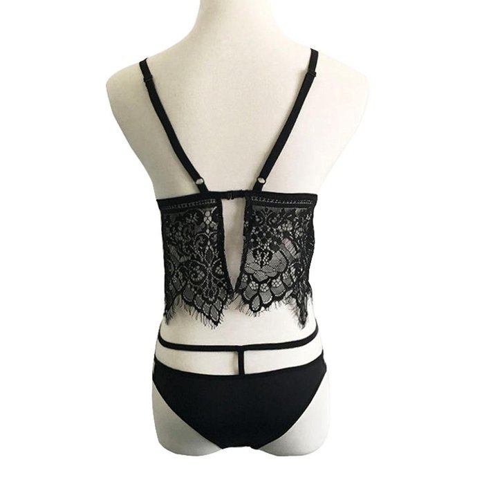 Underwear, PHOTNO Women Hollow Translucent Underwear Sheer Lace Frenum Strap Lingerie Bra Briefs N3