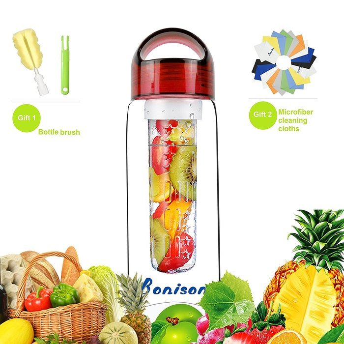 limited Time Promotion Bonison Stylish Tritan Fruit Infuser Water Bottle, Leak Proof, Trendy Durable with Handle... N26