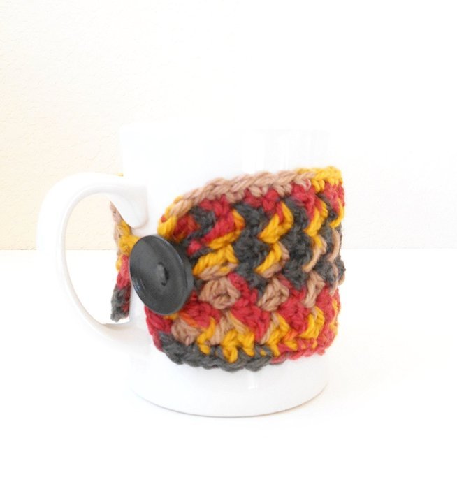 Crochet Coffee Mug Cozy, Cup Cozy, Tea Mug Sweater, Autumn Harvest Colors N8