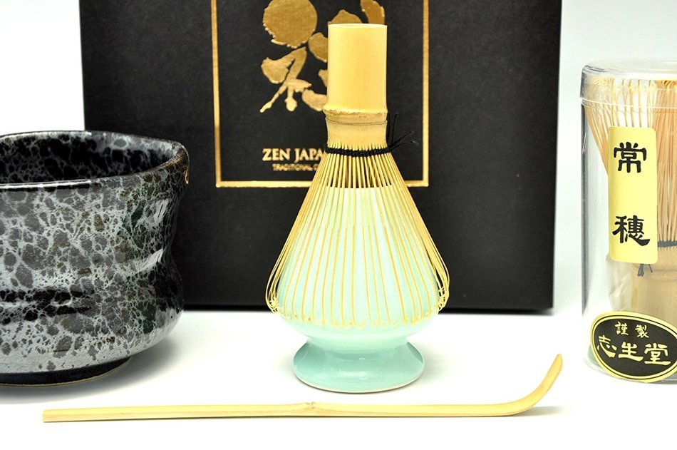 Japanese Mino Yaki ware Matcha Bowl And Tea Ceremony Set Green Tea 11 / 11 / 8cm (4.3 / 4.3 / 3.1inch)[7364] N5
