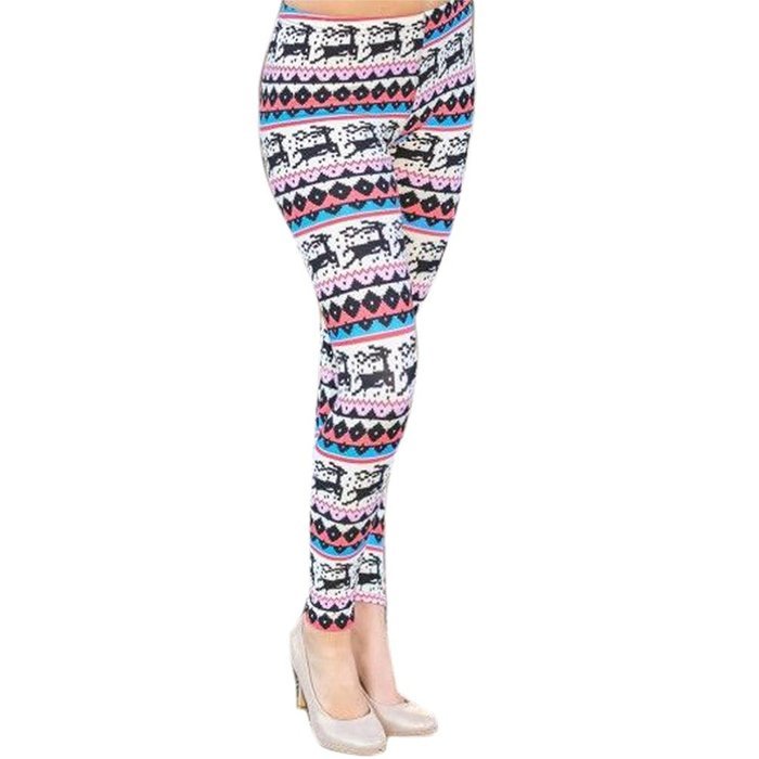 PHOTNO Casual Women Lady Skinny Geometric Print Stretchy Jegging Pants Slim Leggings N121