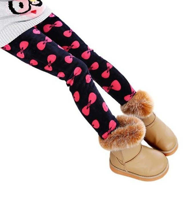 PHOTNO Winter Girls Leggings Thick Warm Elastic Waist Legging Clothing Pants (2-7Y) N6