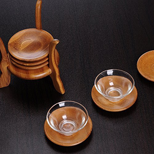 CCWY Bamboo coaster set manufacturers selling Kung-Fu tea bamboo pot mat spare parts in vertical saucer set wholesale N2