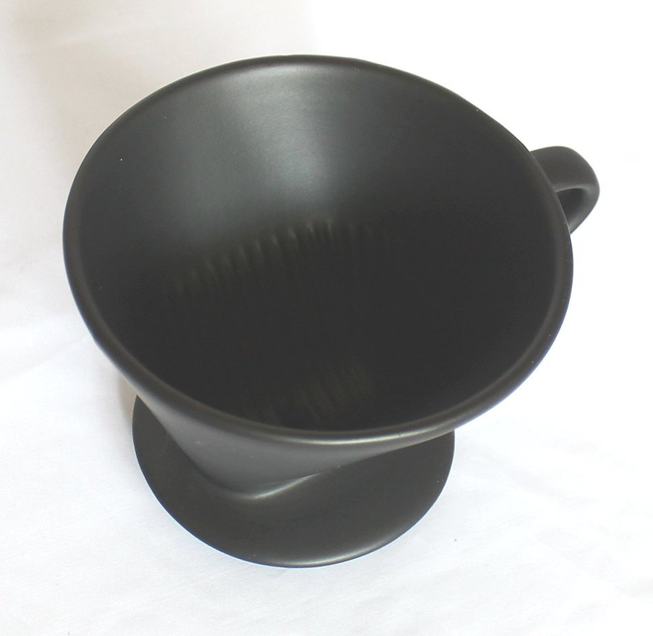 Glory & Grace Matte Black Ceramic No. 4 Coffee, Tea Dripper Filter Cone with Unbleached Melitta Filters Included