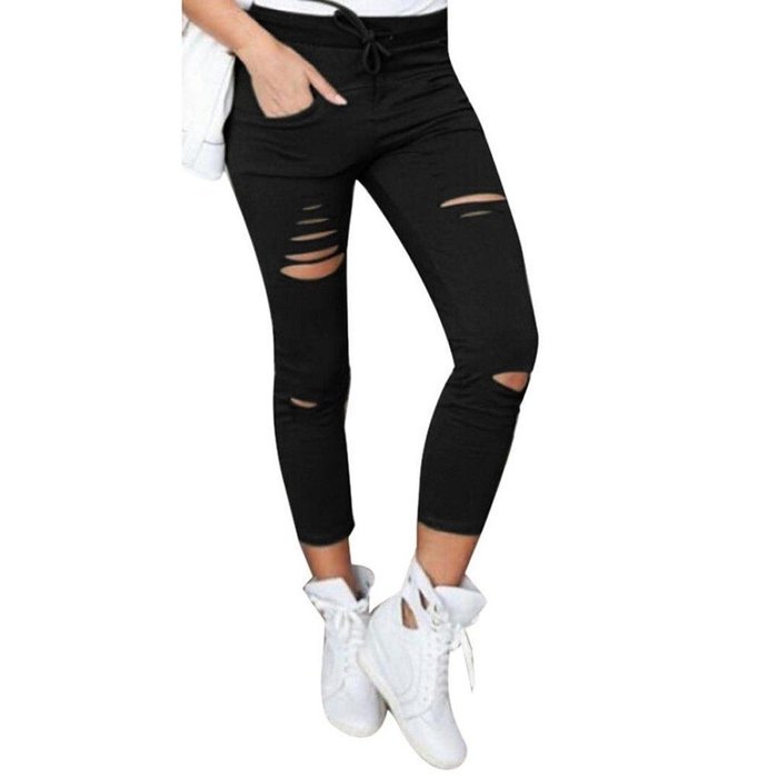 Pencil Pants,Morecome Women Skinny Ripped Pants High Waist Stretch Slim Pencil Trousers N21