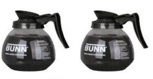 BUNN Glass Coffee Pot Decanter / Carafe - Set of 2 - Black - Regular - 12 Cup Capacity