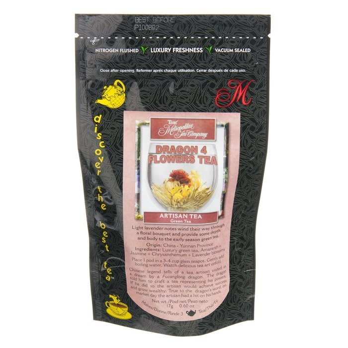 Metropolitan Tea Discovery Artisan Flowering Tea Pack, Dragon 4 Flowers N5