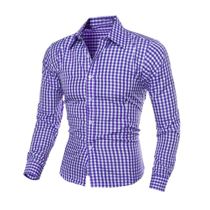 Men's Blouse,Laimeng Cotton Blend Autumn And Winter Long-sleeved Plaid Self-Cultivation Shirt Top Blouse (XL,... N9