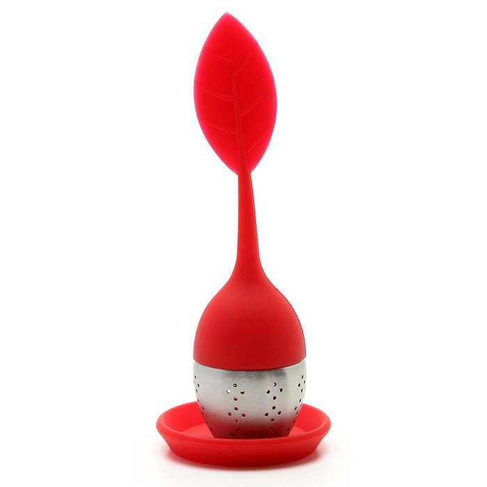 Red Silicone Tea Infuser Leaf Handle with Steel Ball N5