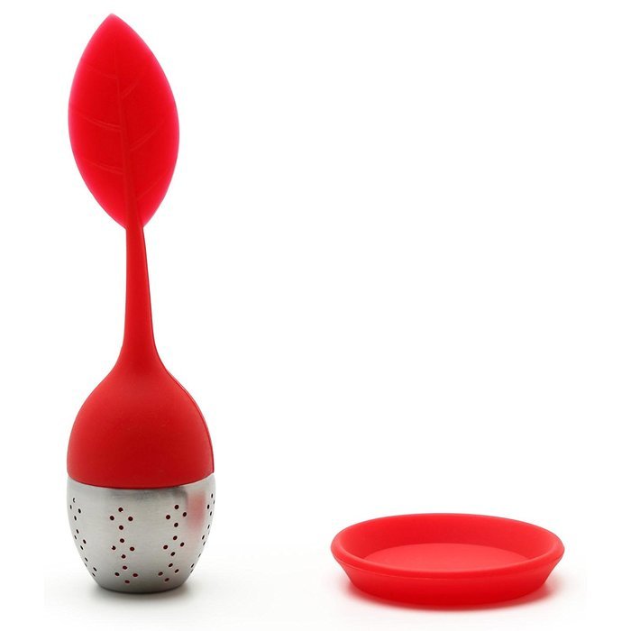 Red Silicone Tea Infuser Leaf Handle with Steel Ball N6