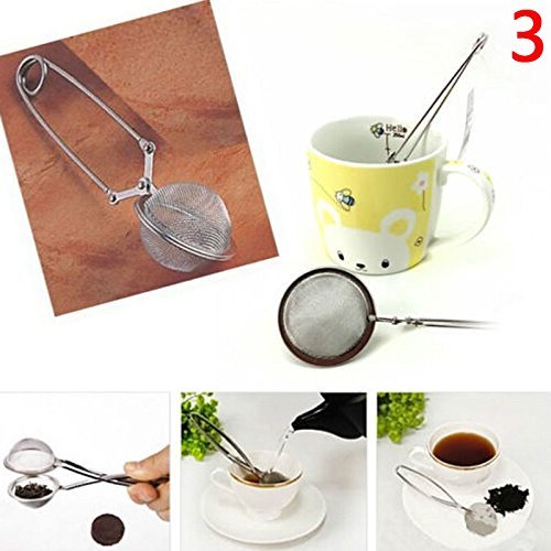 Genenic Squeeze Locking Infuser Spice Leaves Stainless Steel Strainer Tea Ball Mesh Filter N4