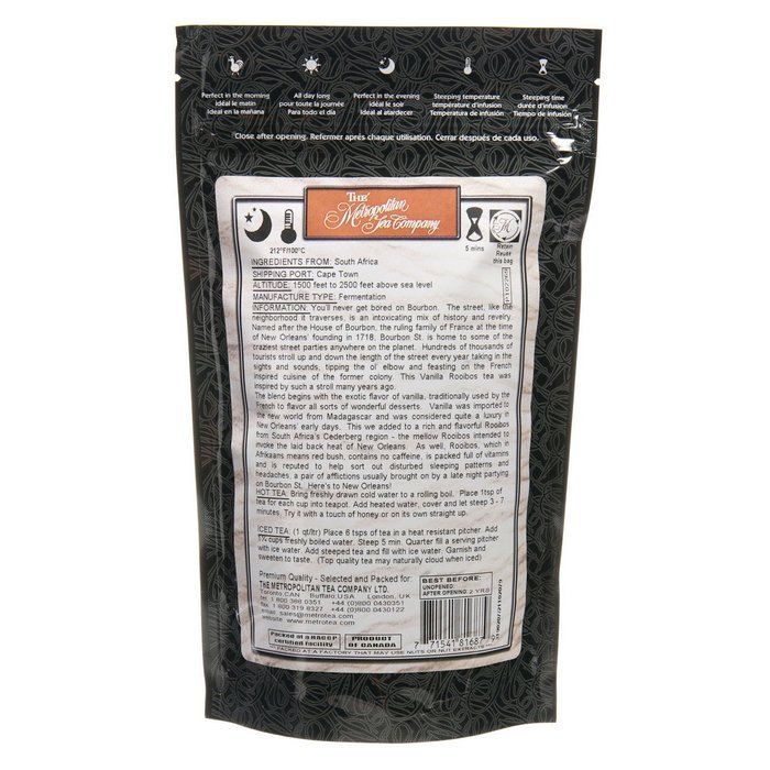 Metropolitan Tea Discovery Loose Tea Pack, Bourbon Street Vanilla Flavored Roibos, 100gm N4