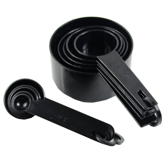 10pcs Black Plastic Measuring Spoons Cups Measuring Set Tools for Baking Coffee N3