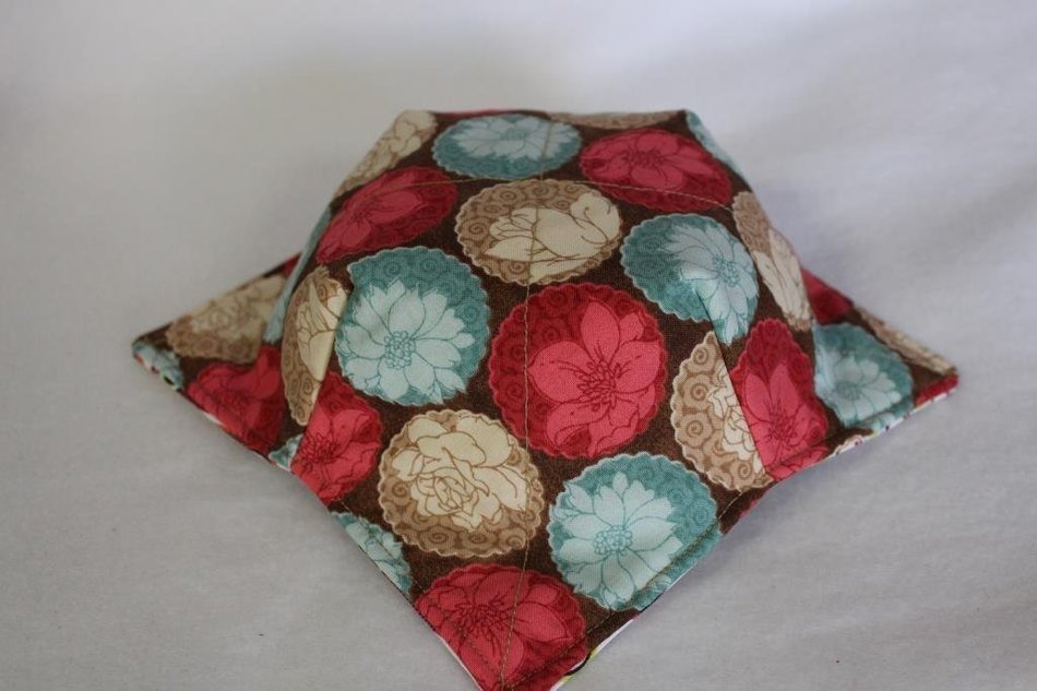 Microwave Bowl Cozy Bowl Potholder Reversible Feathers and Flowers N5
