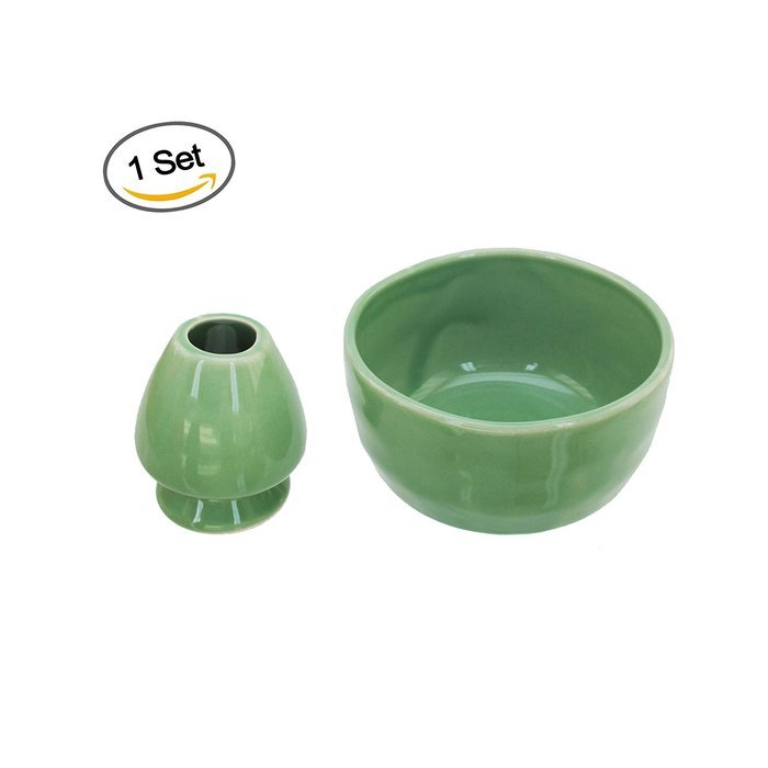 BambooMN Brand - Matcha Bowl Set (Includes Bowl & Rest) 1 Set White N17