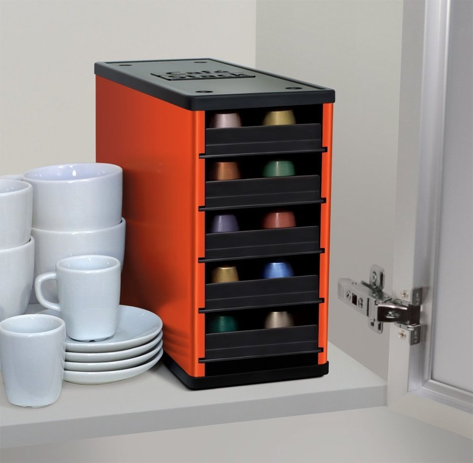 YouCopia Caf&eacute;Stack Nespresso Capsule Organizer, Electric Red (Orange-Red) N2