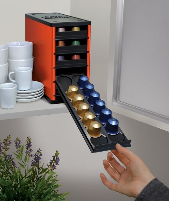 YouCopia Caf&eacute;Stack Nespresso Capsule Organizer, Electric Red (Orange-Red) N3