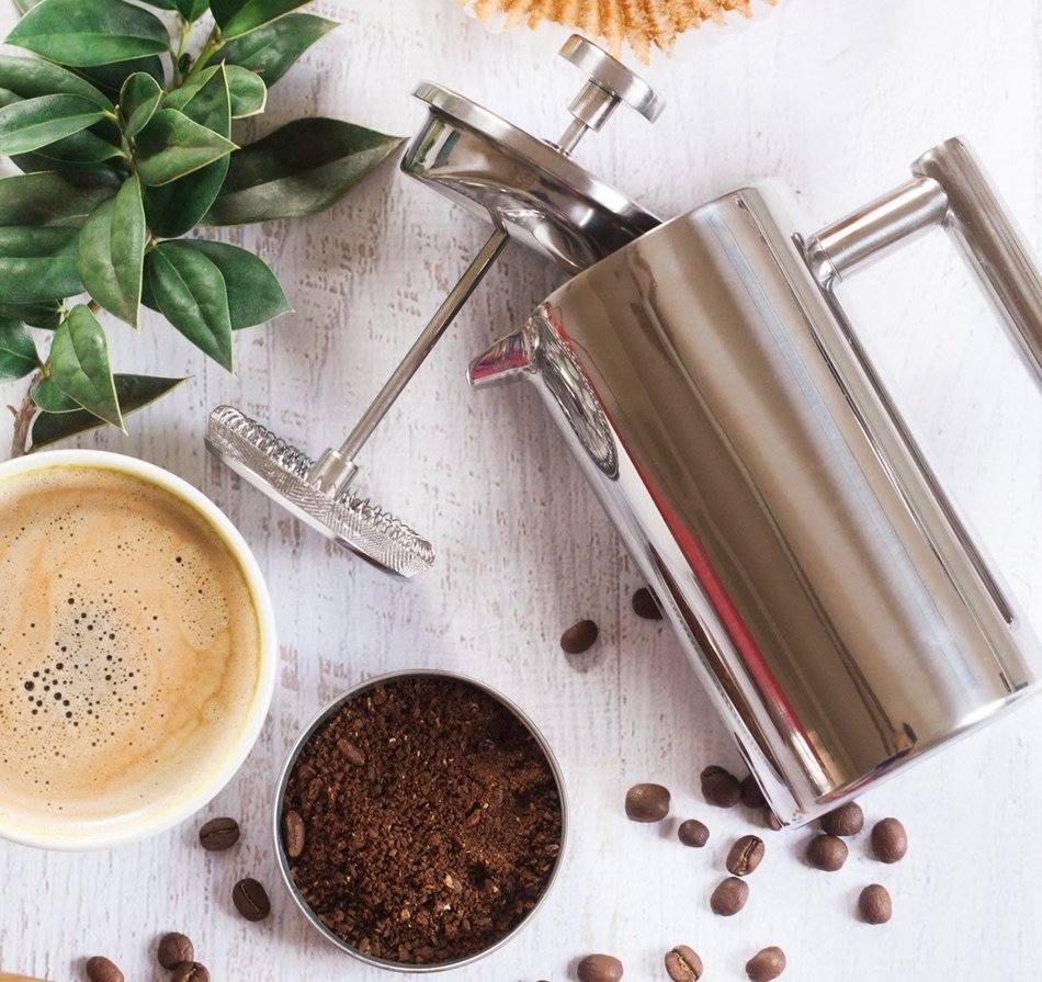 Vking Double Wall Stainless Steel French Coffee Press 8-Cup Coffee Maker 1 Liter Coffee Pot N5