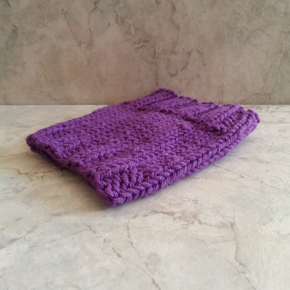 Coffee Cup Cozy Sleeve Hand Knit Cotton Purple Amethyst Mug Cozy fits a "Short" or "Grande" Coffee N2