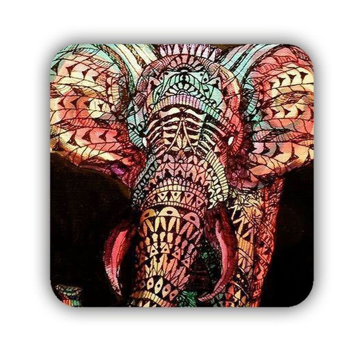 Generic Cup Mat Print Colorful Elephant Drawing 1 Mdf Material Original N9