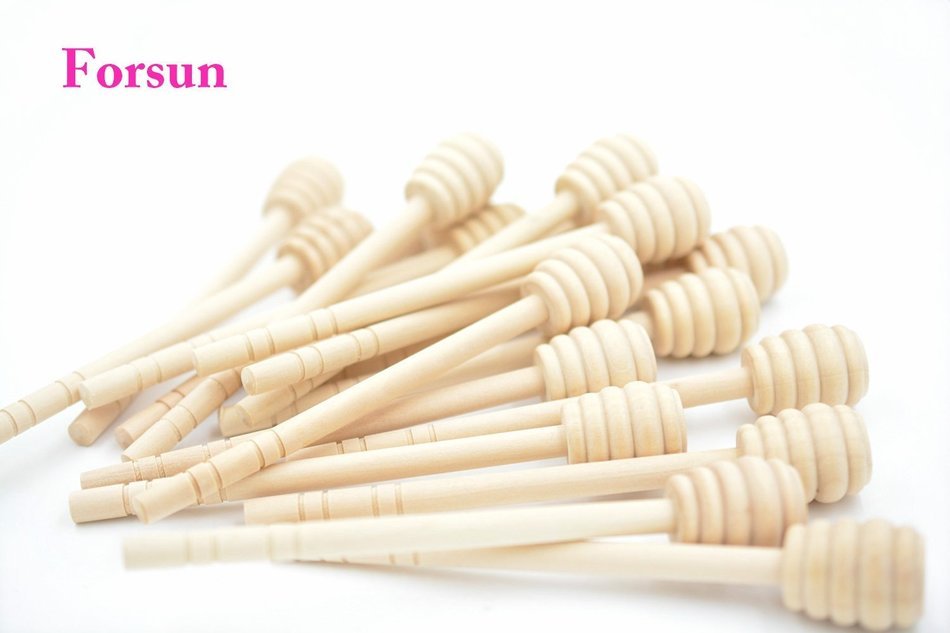 100- PACK 6" Wooden Honey Dippers , Portable Mini Jam Honey Dipper Stirring Rod Wooden Muddler Honey Stick N5