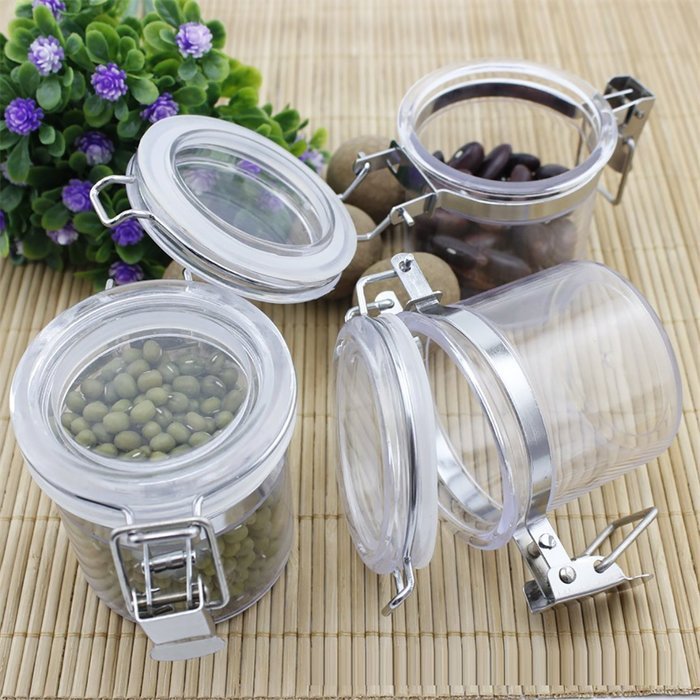Bestwoo Plastic Tea Tin Coffee & Spice Storage Canisters with Latch,Set of 3,200ML N6
