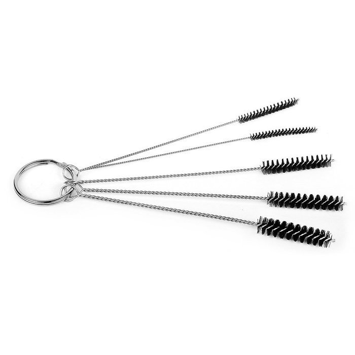 Anntlent 4 Inch Nylon Tube Brush Cleaning Set Carburetor Carbon Dirt Jet Remove 5 Brushes Tool with Wire Loop... N5