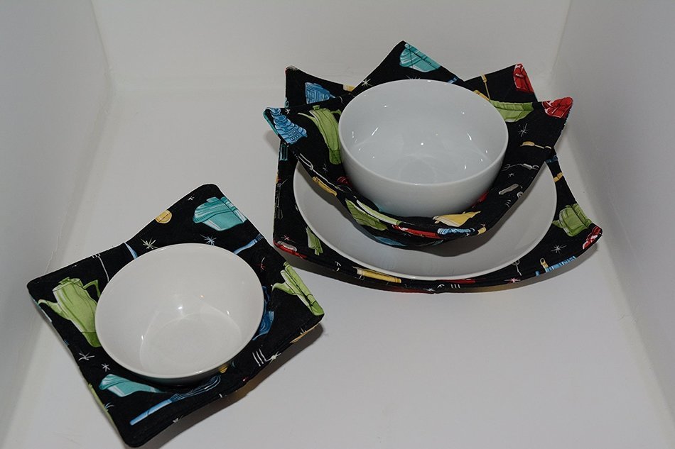 Microwave Bowl Cozies // Set of 3 // 1 Small Bowl Cozy // 1 Medium Bowl Cozy // 1 Dinner Plate Cozy // Kitchen... N7