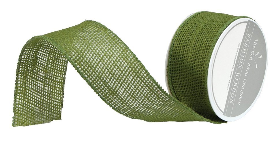 The Gift Wrap Company 19063-56 Wired Burlap Ribbon, 1.5", Green Tea N2