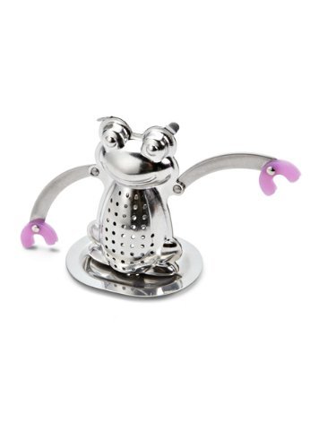 Abbott Collection Hanging Frog Tea Infuser with Tray, Silver