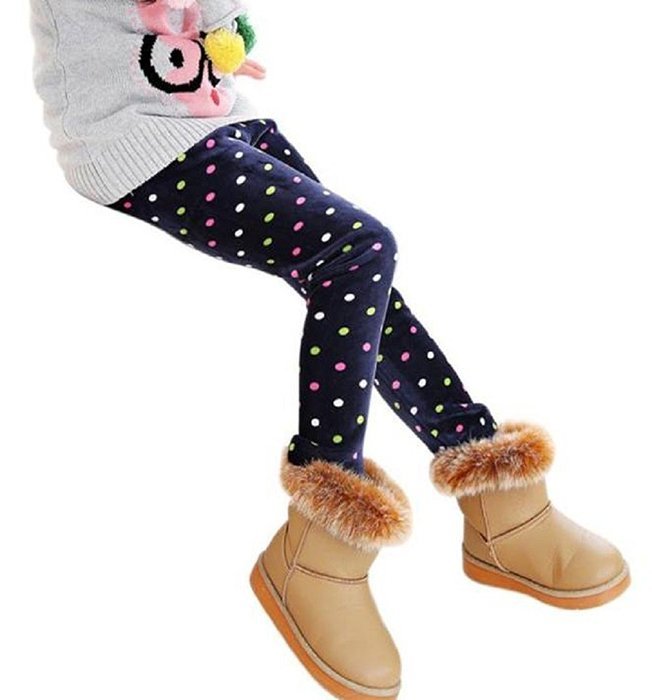 PHOTNO Winter Girls Leggings Thick Warm Elastic Waist Legging Clothing Pants (2-7Y) N11